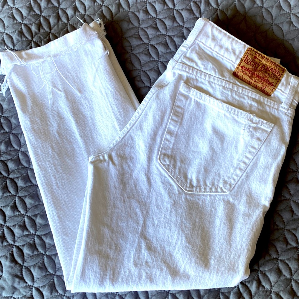 Luck Brand White Jeans Sienna Slim Cropped Boyfriend 6/28